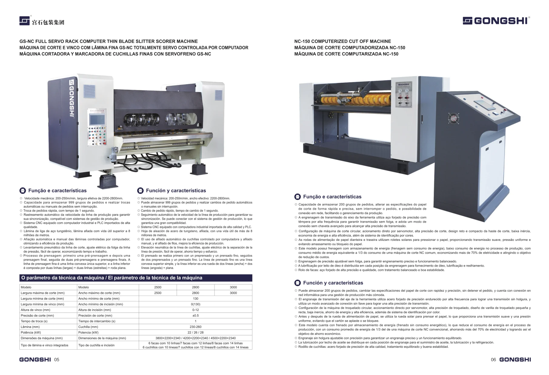 Ficha técnica original · Cortadora transversal computarizada